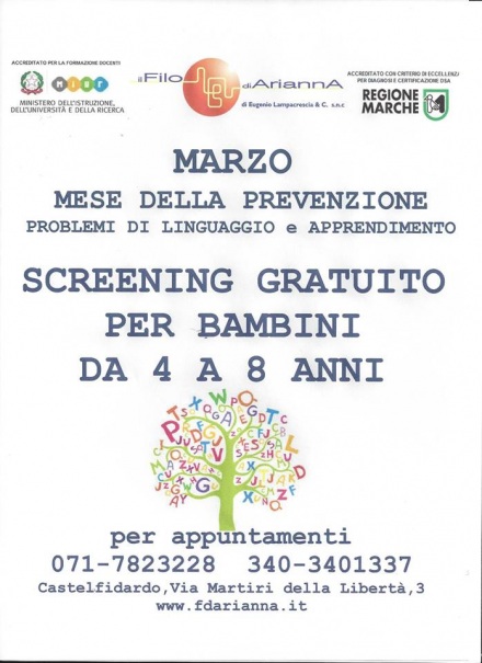 "Marzo mese della prevenzione. Screening gratuito per bambini dai 4 agli 8 anni"