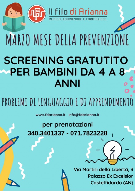 MARZO MESE DELLA PREVENZIONE - Difficoltà nel Linguaggio e di Apprendimento