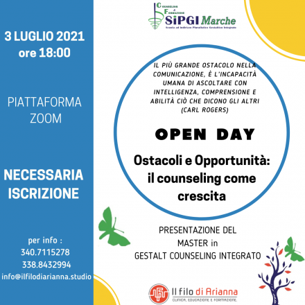 OPEN DAY ONLINE – OSTACOLI E OPPORTUNITÀ: IL COUNSELING COME CRESCITA