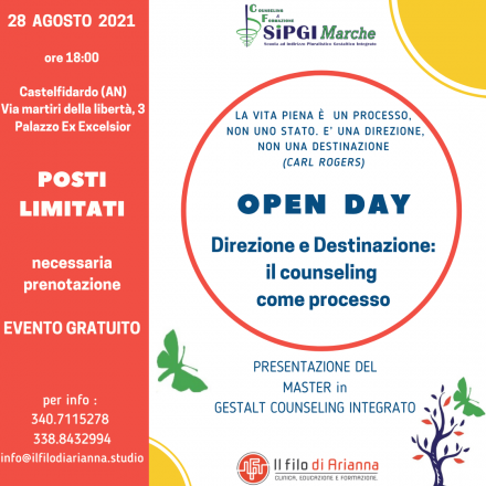 OPEN DAY – DIREZIONE E DESTINAZIONE: IL COUNSELING COME PROCESSO