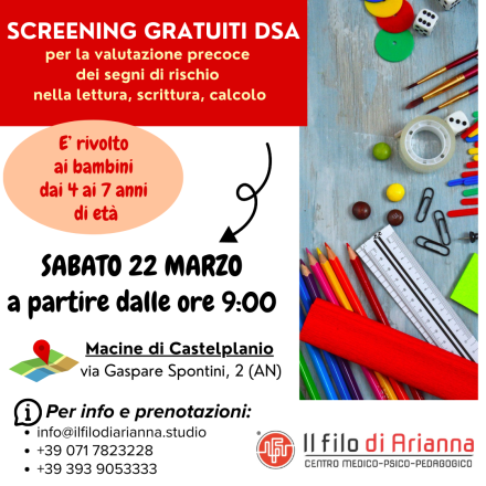 SCREENING GRATUITO DSA Castelplanio